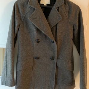 Banana Republic wool PEA COAT double breasted  raglan sleeve pockets gray XS